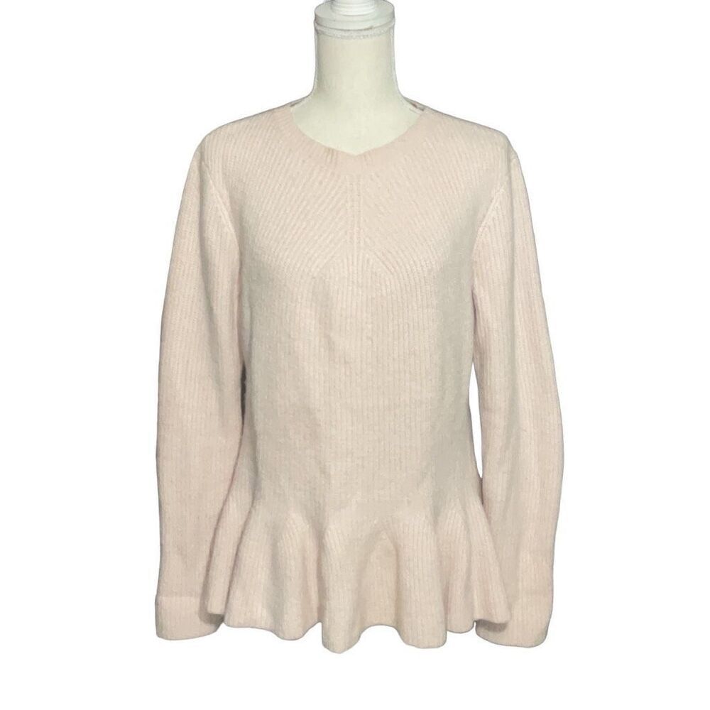 Ted Baker London Light Pink Cable Knit Peplum Cotton Wool Blend Sweater Size 4